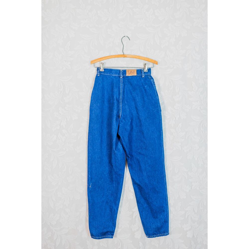 Vintage 80s Lee High Waisted Pleated Mom Jeans, Retro Tapered Leg Denim SZ 9 25" - Picture 9 of 11